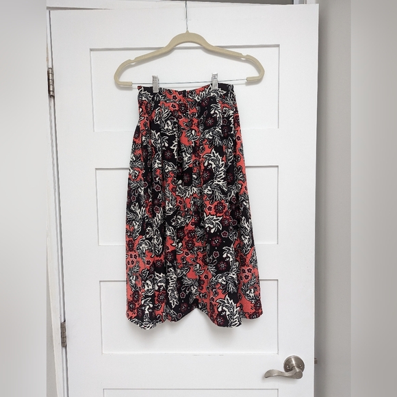 H&M Flare Floral Print Pleated Midi Skirt - Picture 8 of 9